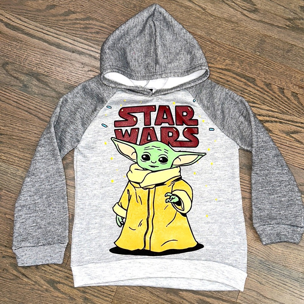 Star Wars Boys Baby Yoda Character Grey Hoodie Sweatshirt 7/8
